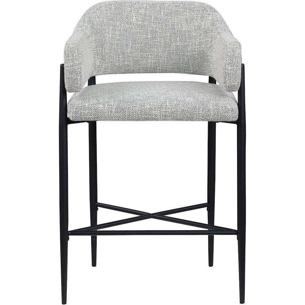 Dame Grey Fabric Upholstered Counter Stool, Set of 2
