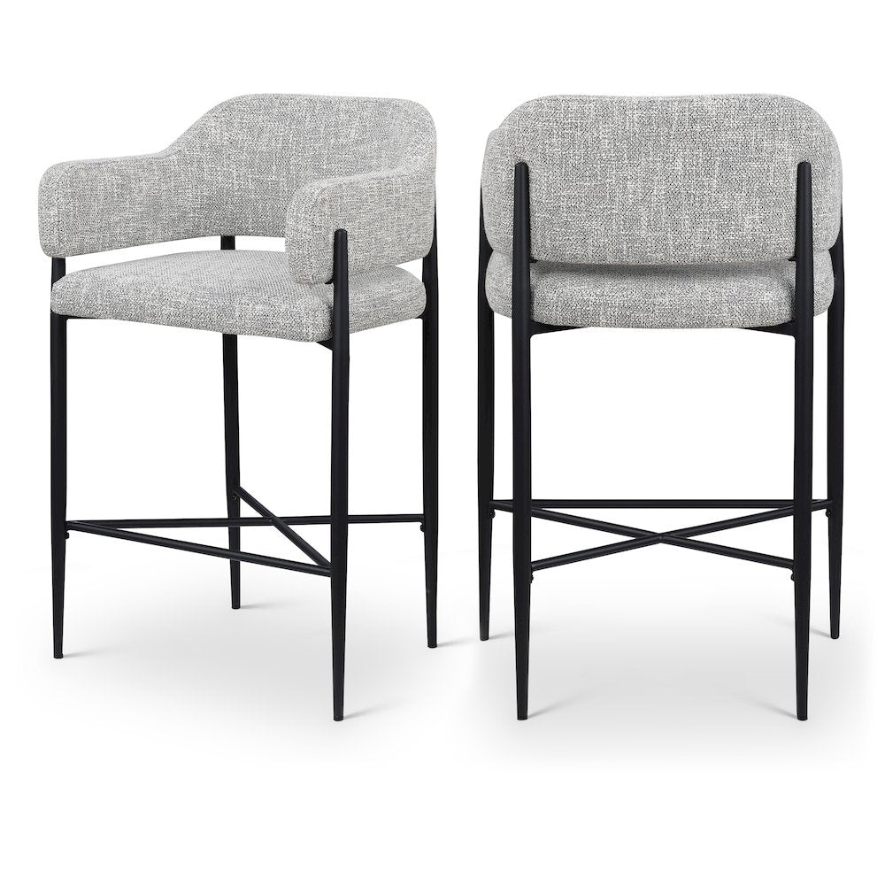 Dame Grey Fabric Upholstered Counter Stool, Set of 2