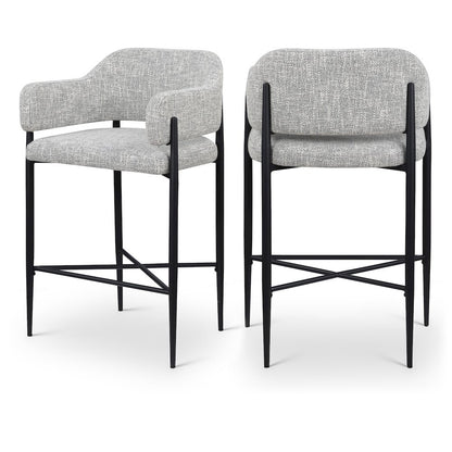 Dame Grey Fabric Upholstered Counter Stool, Set of 2