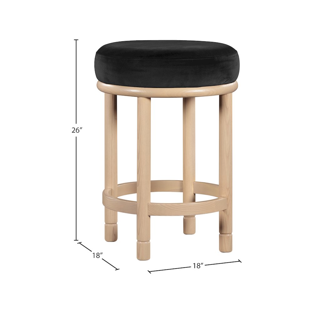 Monette Black Velvet Counter Stool