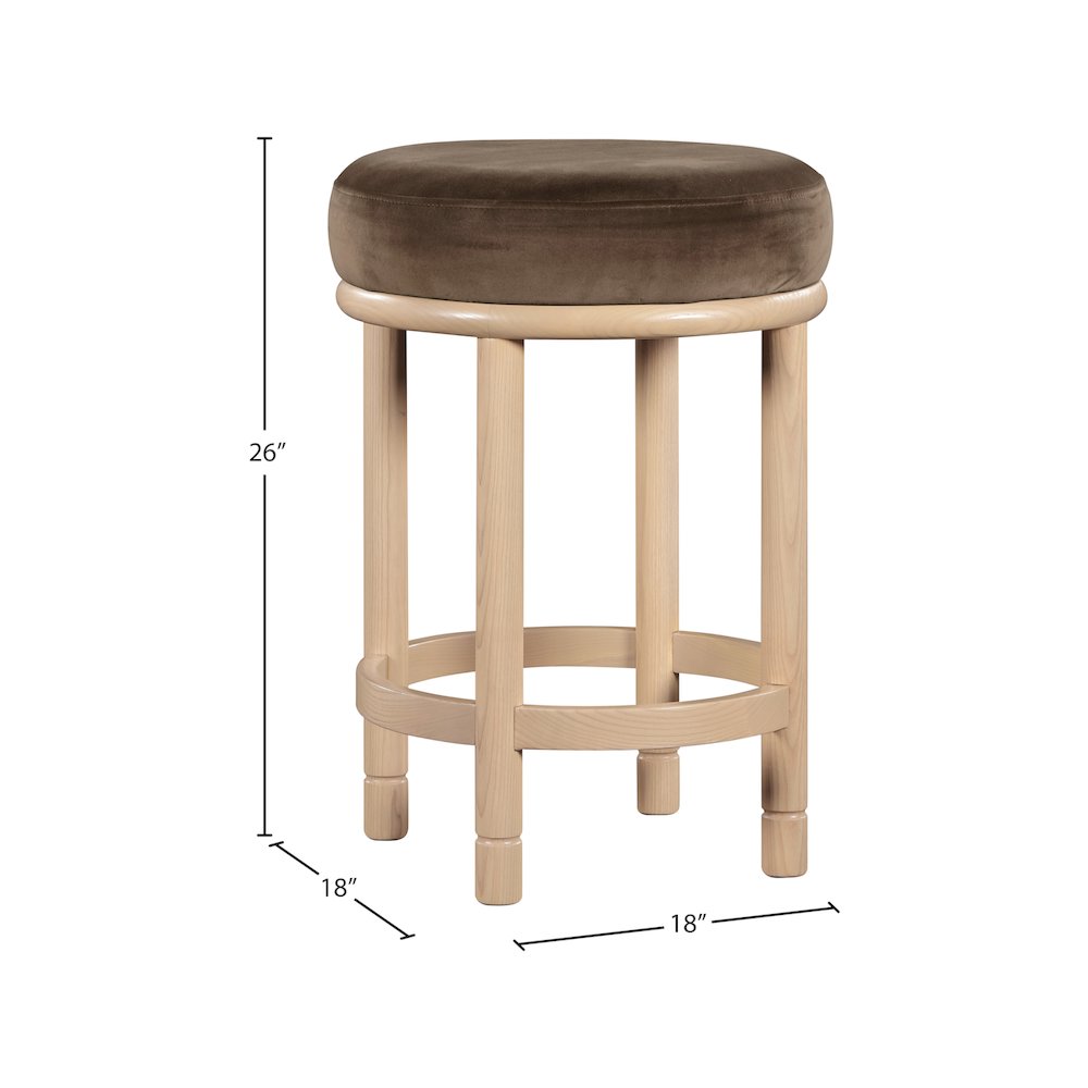 Monette Brown Velvet Counter Stool