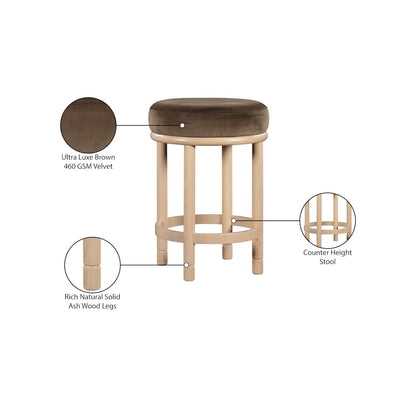 Monette Brown Velvet Counter Stool
