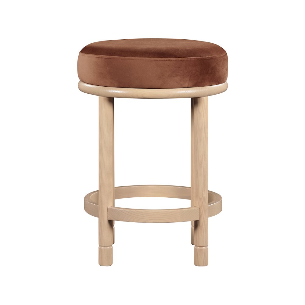 Monette Cognac Velvet Counter Stool