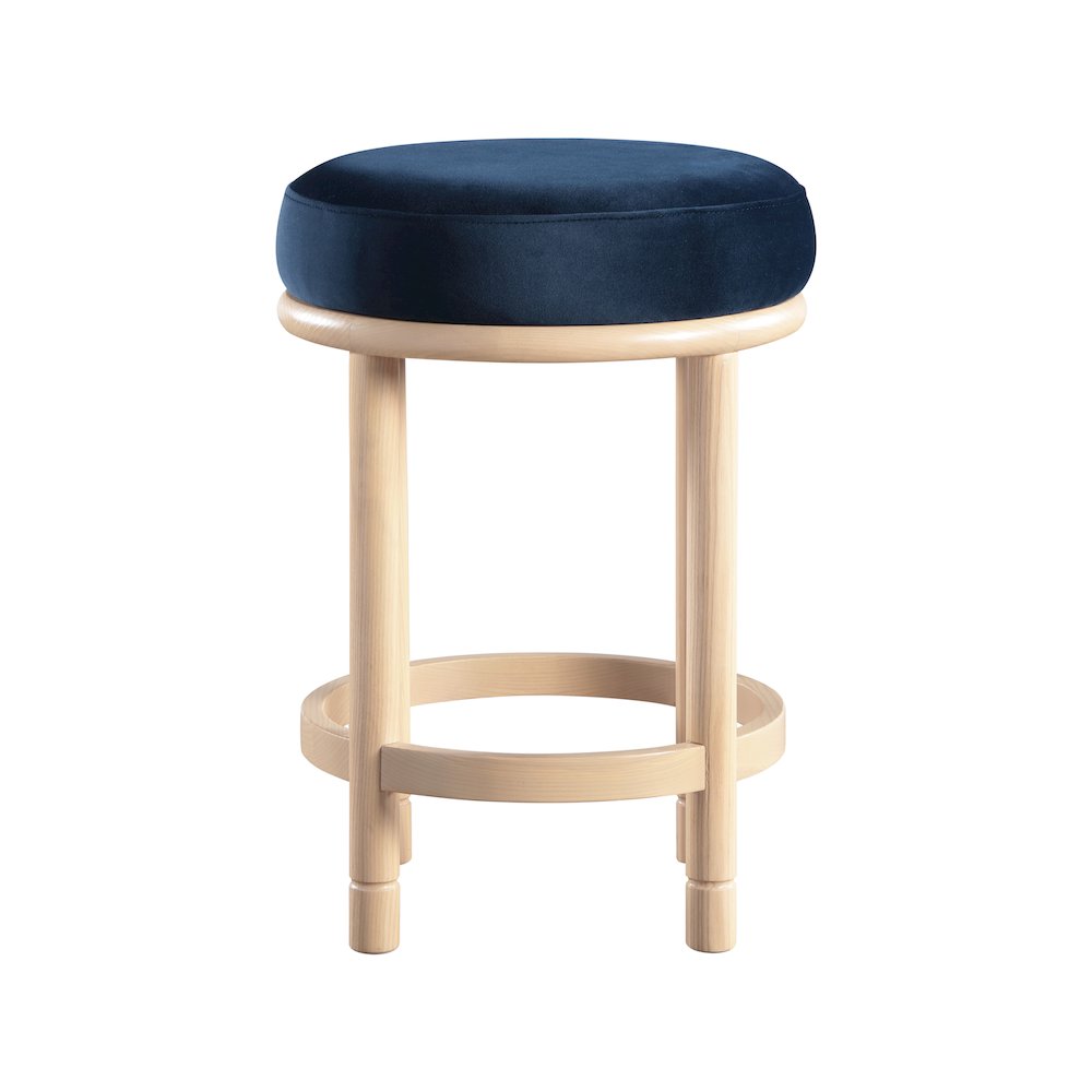 Monette Navy Velvet Counter Stool