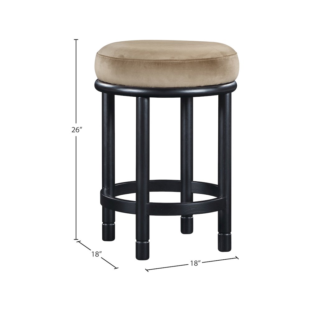 Monette Beige Velvet Counter Stool