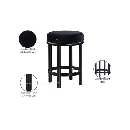 Monette Black Velvet Counter Stool