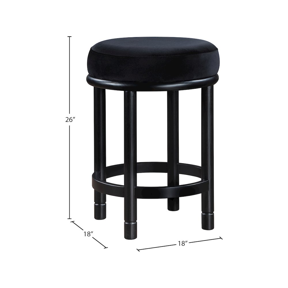 Monette Black Velvet Counter Stool