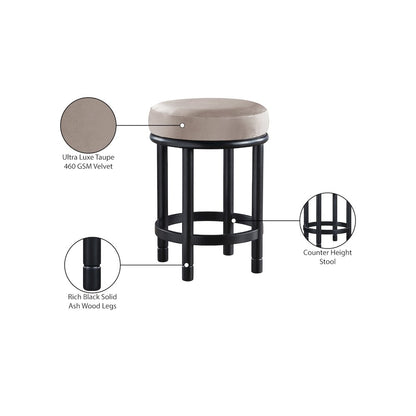 Monette Taupe Velvet Counter Stool