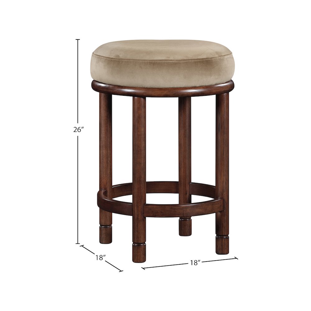 Monette Beige Velvet Counter Stool