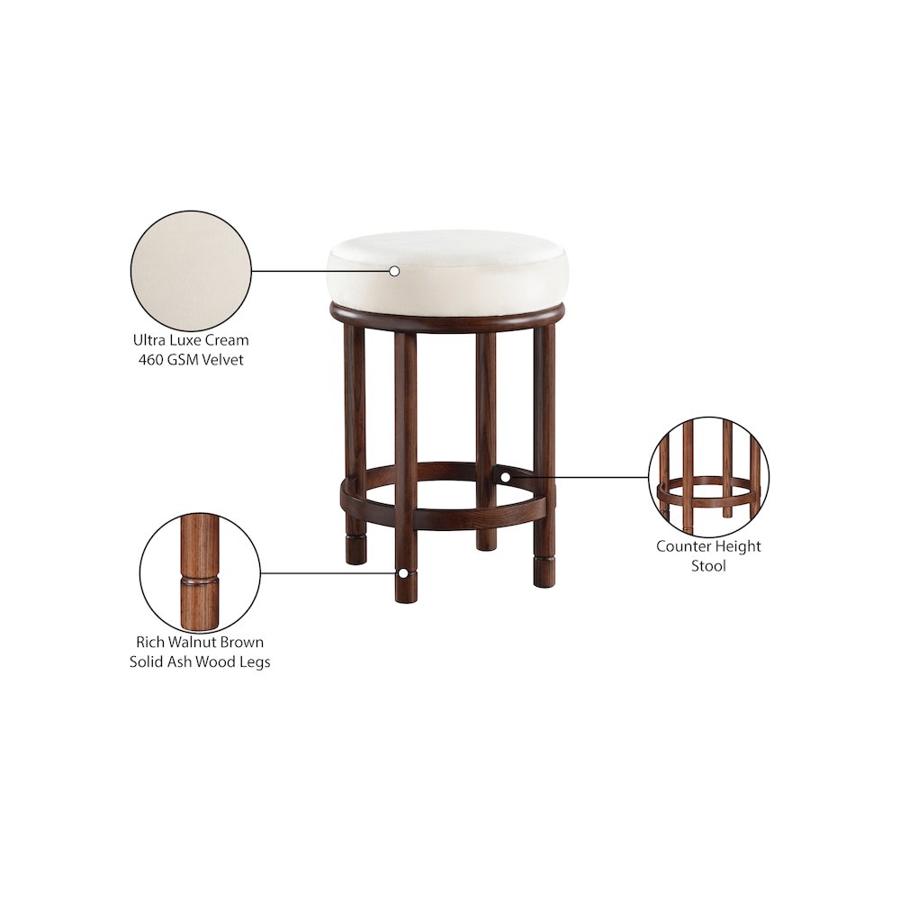Monette Cream Velvet Counter Stool