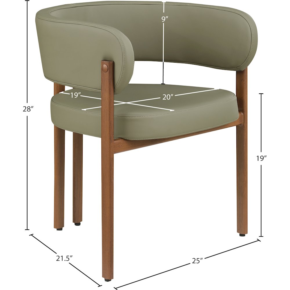 Gideon Olive Green Vegan Leather Dining Chair, Set of 2