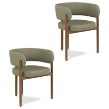 Vegan Leather Dining Chairs, Kitchen Chairs, Olive Green Vegan Leather, Set of 2