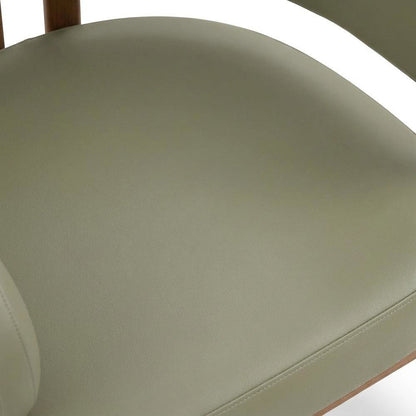Vegan Leather Dining Chairs, Kitchen Chairs, Olive Green Vegan Leather, Set of 2