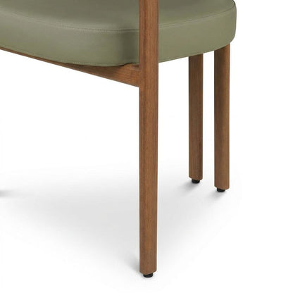 Vegan Leather Dining Chairs, Kitchen Chairs, Olive Green Vegan Leather, Set of 2
