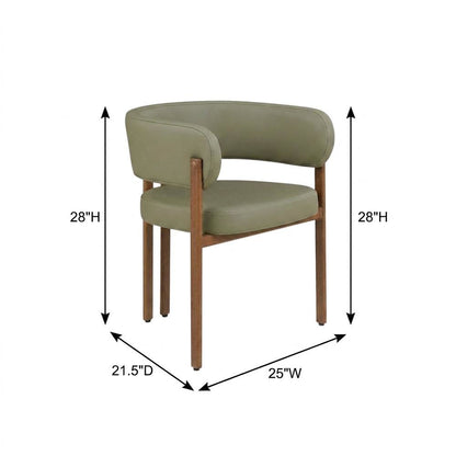 Vegan Leather Dining Chairs, Kitchen Chairs, Olive Green Vegan Leather, Set of 2
