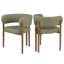 Vegan Leather Dining Chairs, Kitchen Chairs, Olive Green Vegan Leather, Set of 2