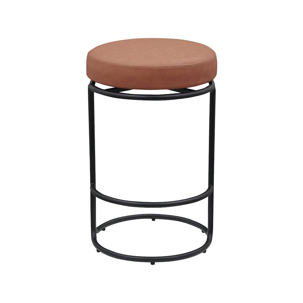 Madison Cognac Vegan Leather Counter Stool, Set of 2