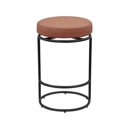 Madison Cognac Vegan Leather Counter Stool, Set of 2