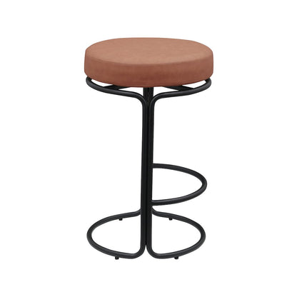 Madison Cognac Vegan Leather Counter Stool, Set of 2