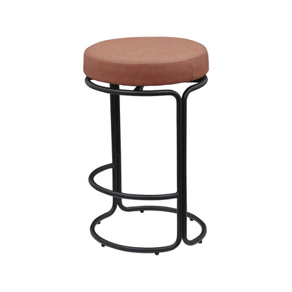 Madison Cognac Vegan Leather Counter Stool, Set of 2