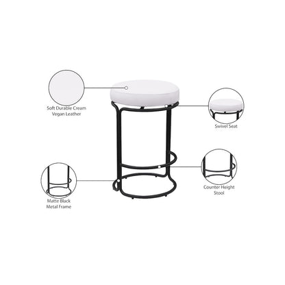 Madison Cream Vegan Leather Counter Stool, Set of 2