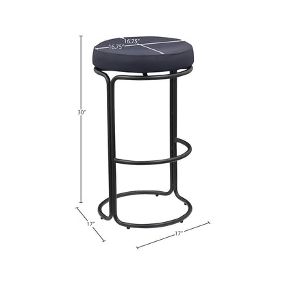 Madison Black Vegan Leather Bar Stool, Set of 2
