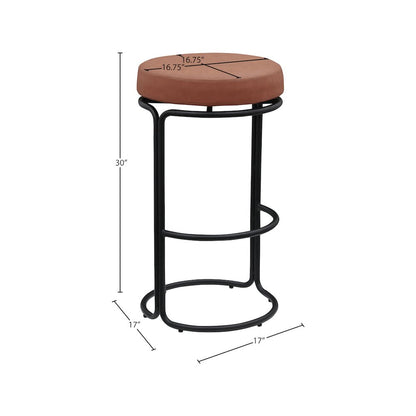 Madison Cognac Vegan Leather Bar Stool, Set of 2