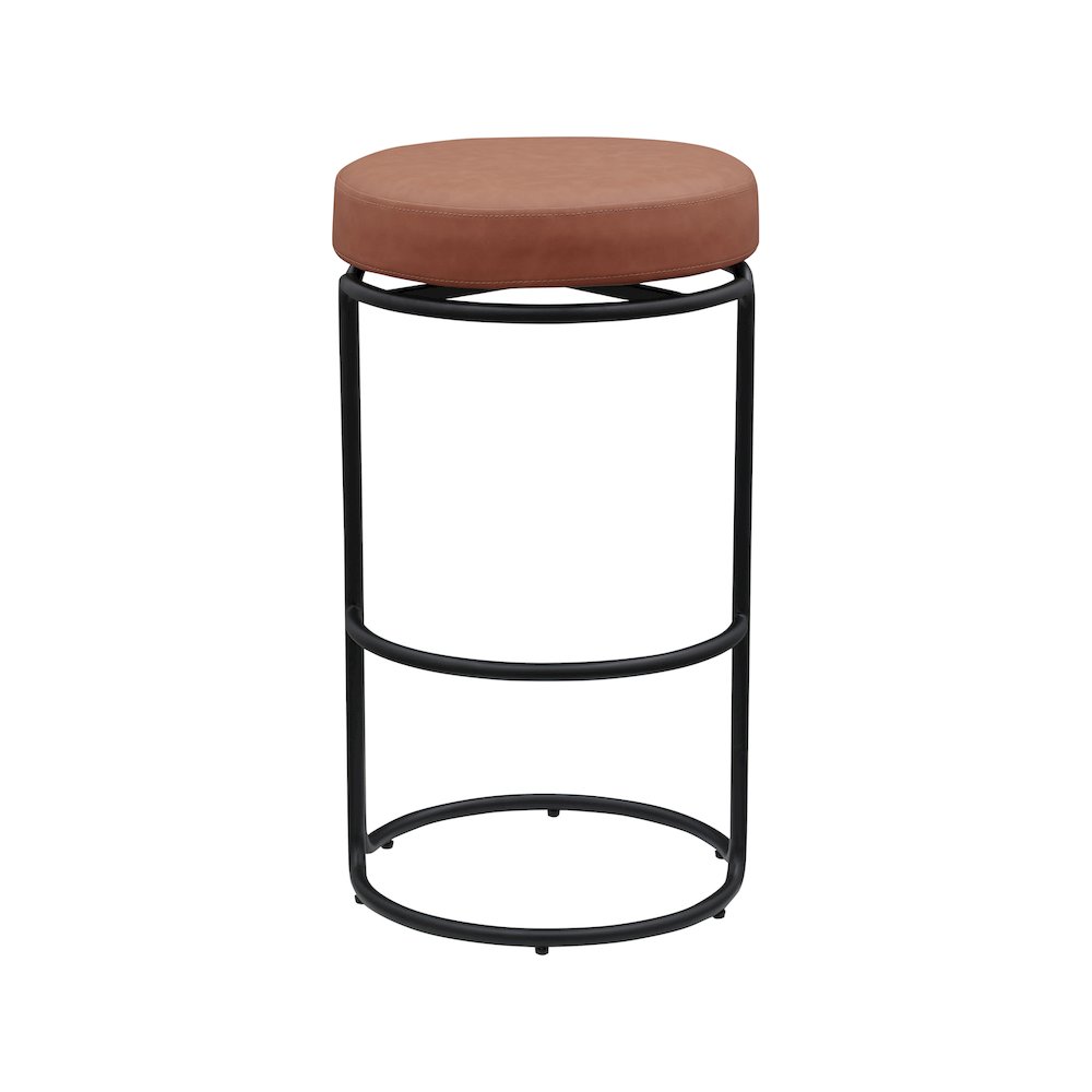 Madison Cognac Vegan Leather Bar Stool, Set of 2