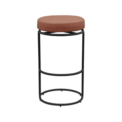 Madison Cognac Vegan Leather Bar Stool, Set of 2