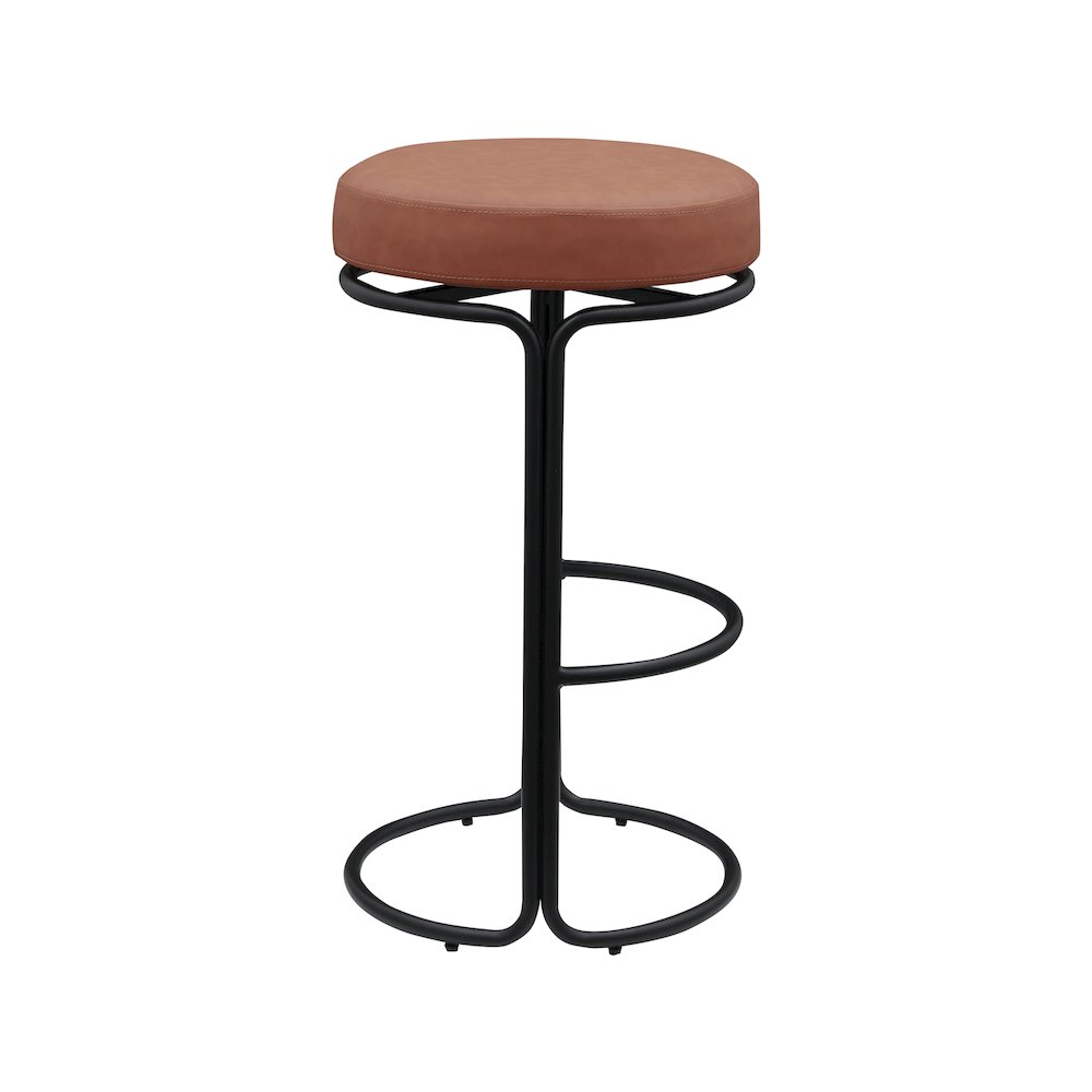 Madison Cognac Vegan Leather Bar Stool, Set of 2