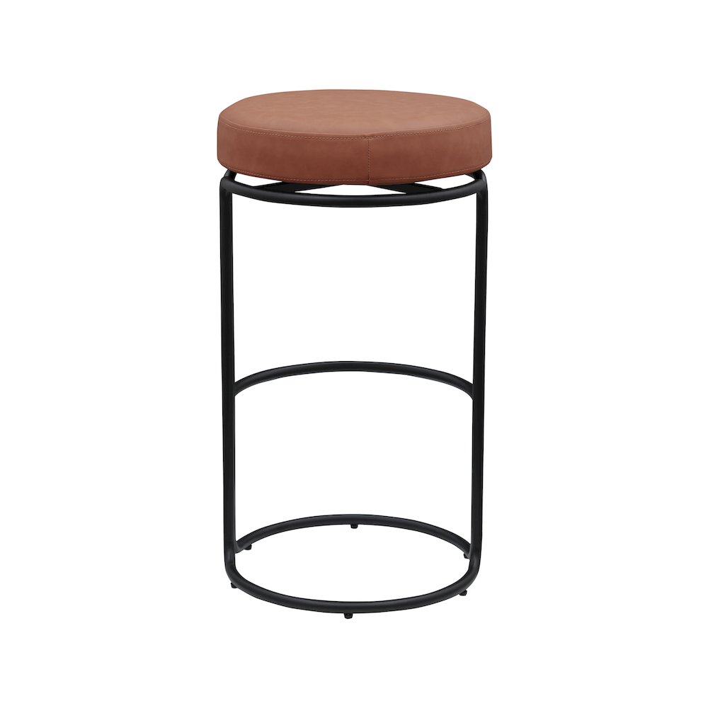 Madison Cognac Vegan Leather Bar Stool, Set of 2