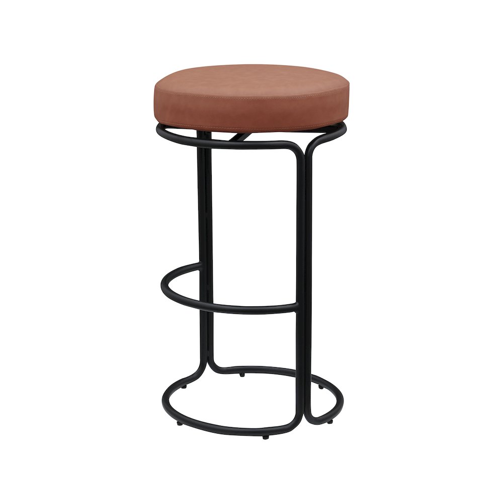 Madison Cognac Vegan Leather Bar Stool, Set of 2