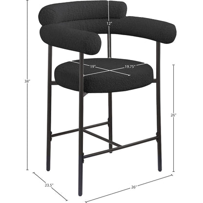 Blake Black Boucle Fabric Counter Stool, Set of 2