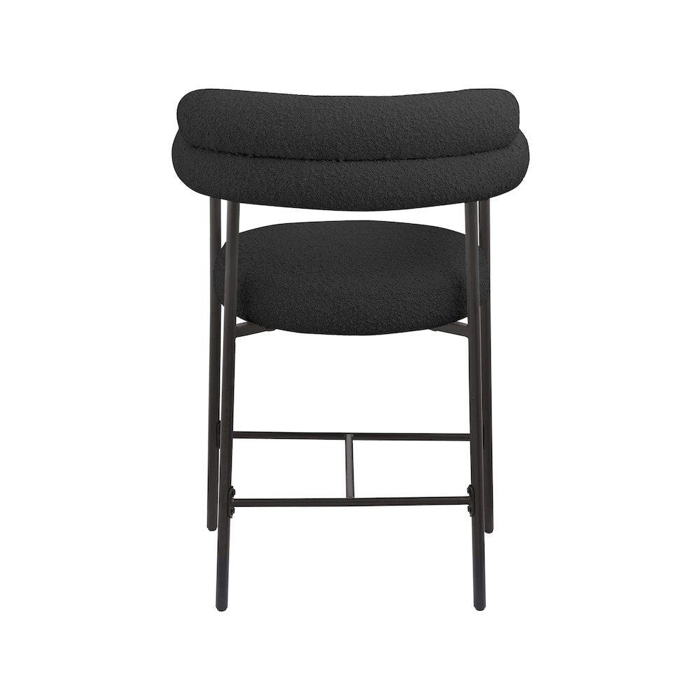 Blake Black Boucle Fabric Counter Stool, Set of 2