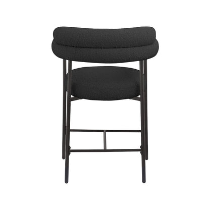 Blake Black Boucle Fabric Counter Stool, Set of 2