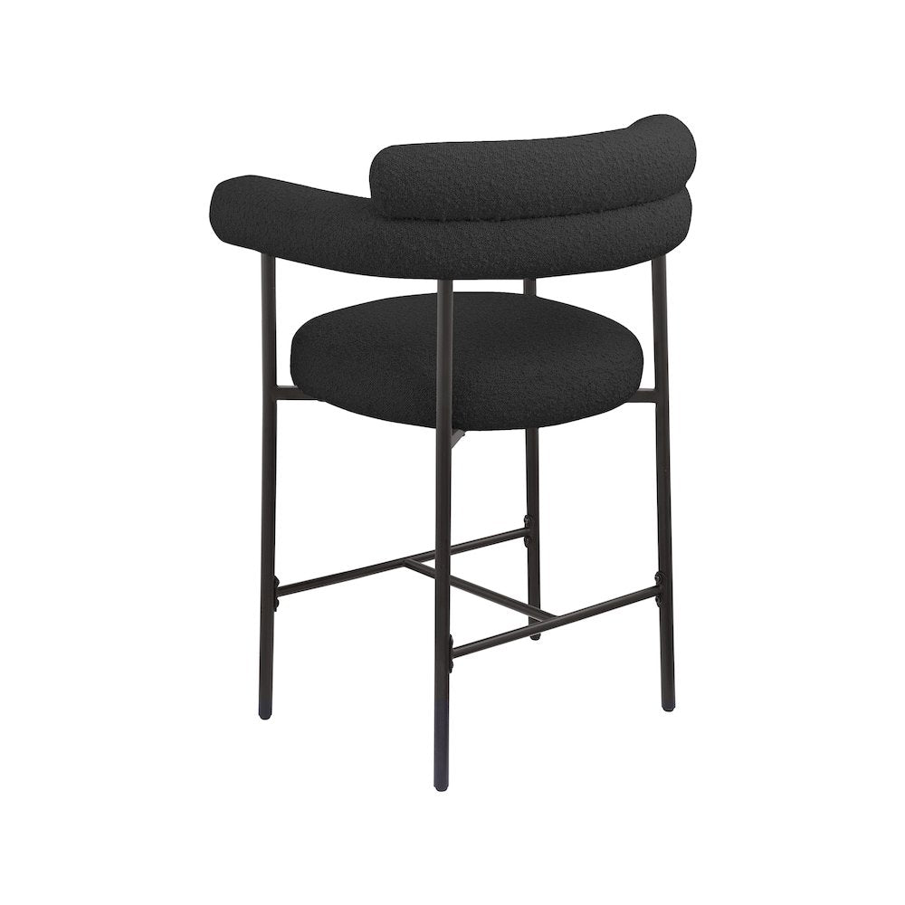 Blake Black Boucle Fabric Counter Stool, Set of 2