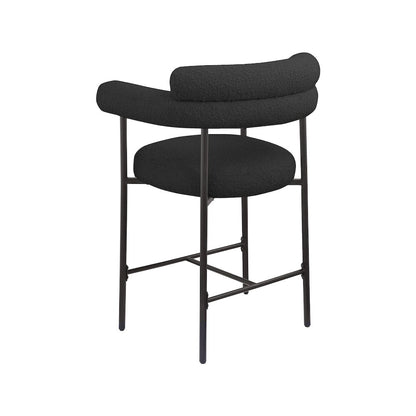 Blake Black Boucle Fabric Counter Stool, Set of 2