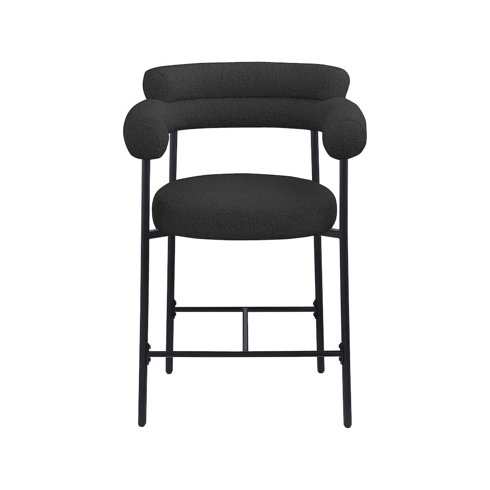 Blake Black Boucle Fabric Counter Stool, Set of 2