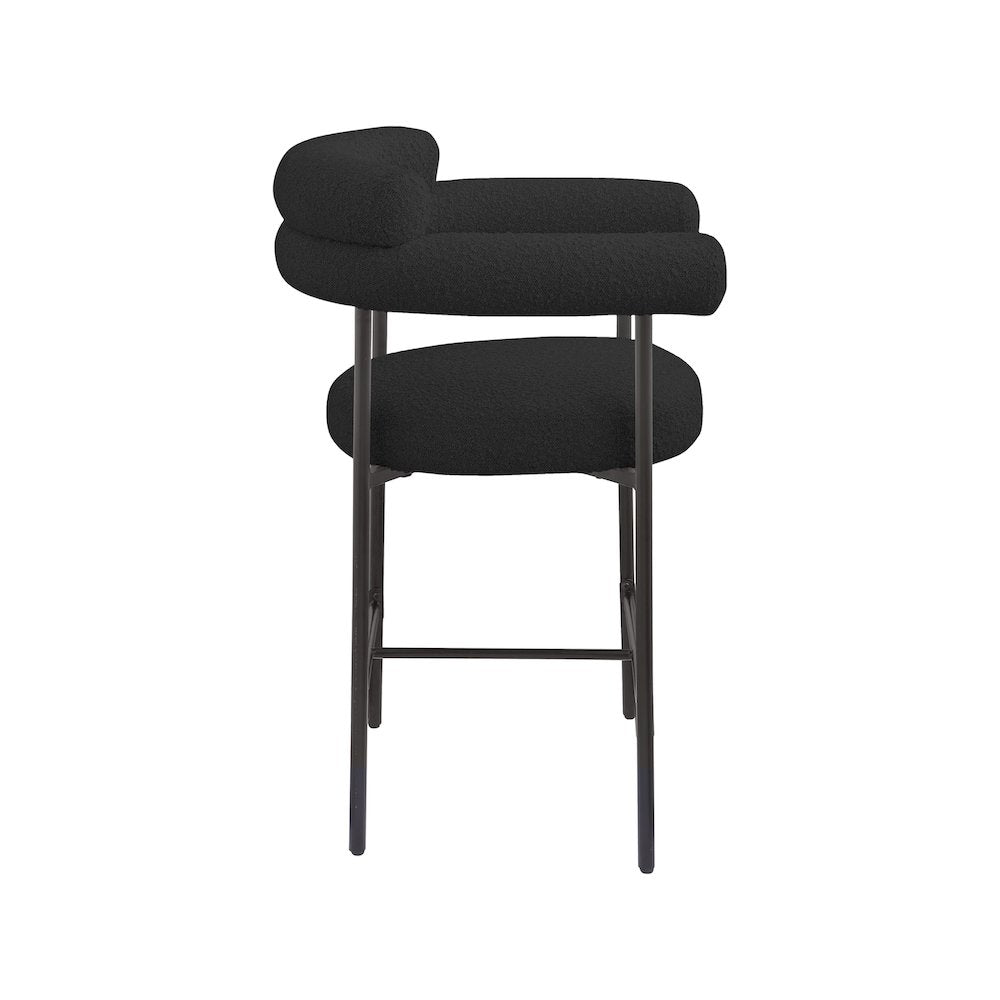 Blake Black Boucle Fabric Counter Stool, Set of 2