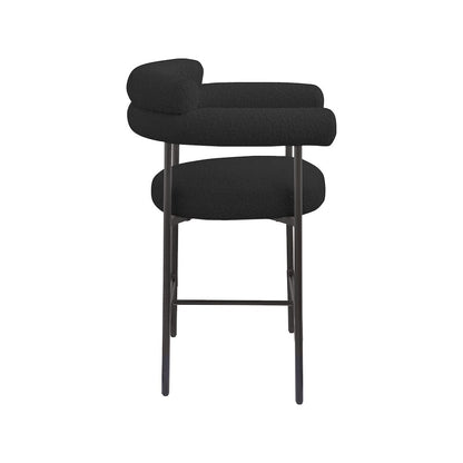 Blake Black Boucle Fabric Counter Stool, Set of 2