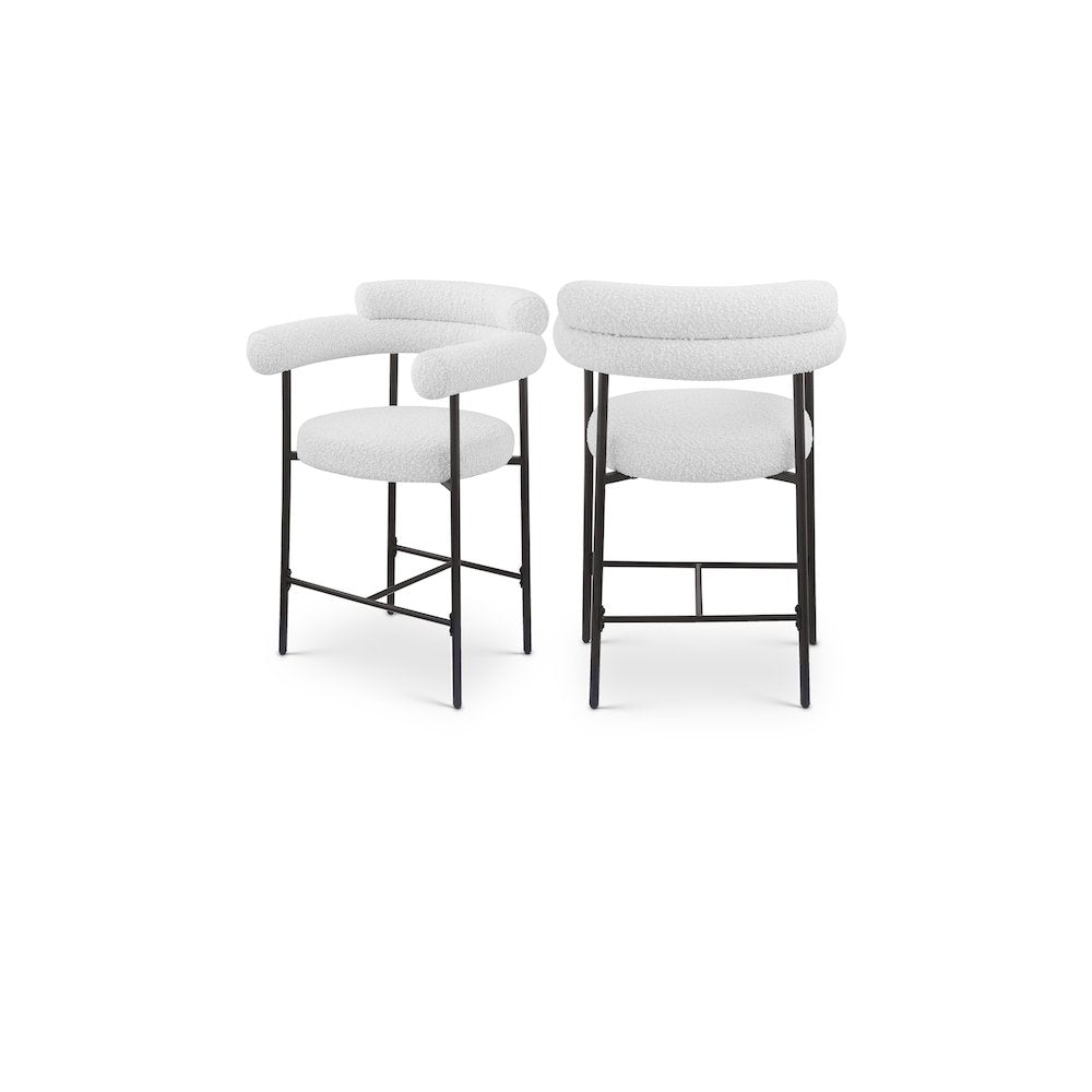 Blake Cream Boucle Fabric Counter Stool, Set of 2