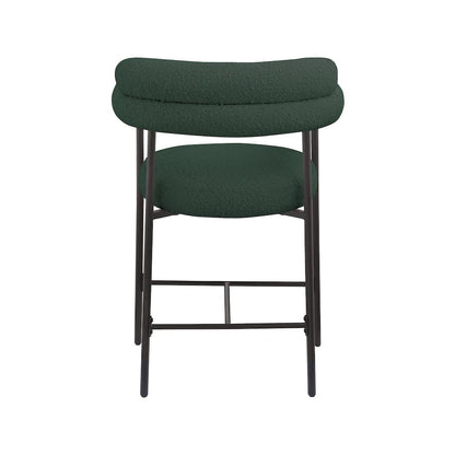 Blake Green Boucle Fabric Counter Stool, Set of 2