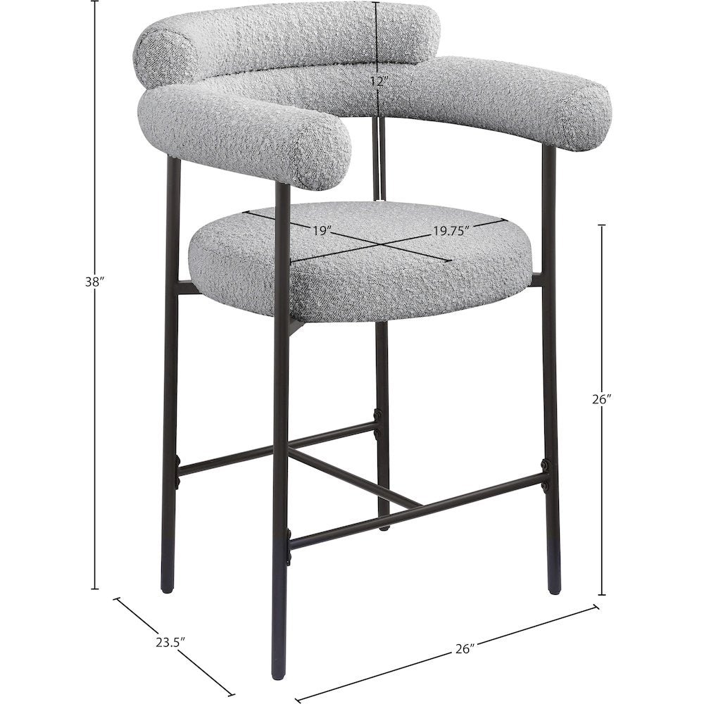Blake Grey Boucle Fabric Counter Stool, Set of 2