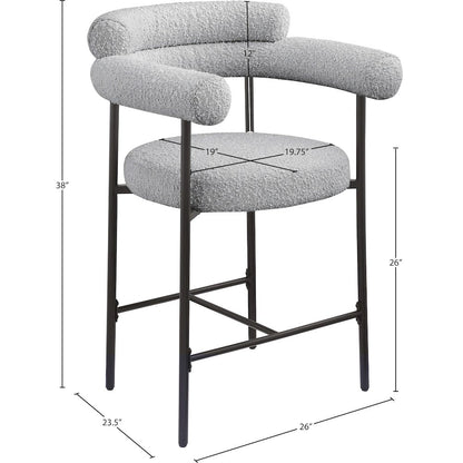 Blake Grey Boucle Fabric Counter Stool, Set of 2
