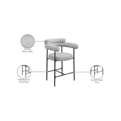 Blake Grey Boucle Fabric Counter Stool, Set of 2