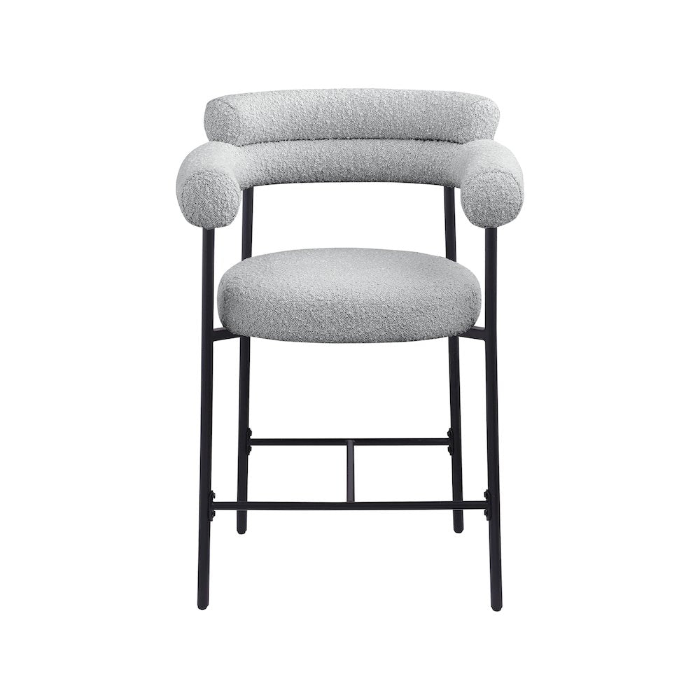 Blake Grey Boucle Fabric Counter Stool, Set of 2