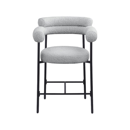 Blake Grey Boucle Fabric Counter Stool, Set of 2