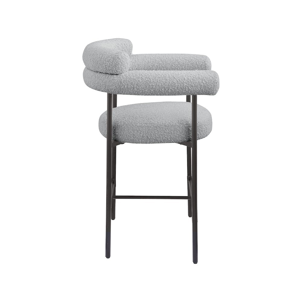 Blake Grey Boucle Fabric Counter Stool, Set of 2