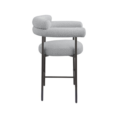 Blake Grey Boucle Fabric Counter Stool, Set of 2