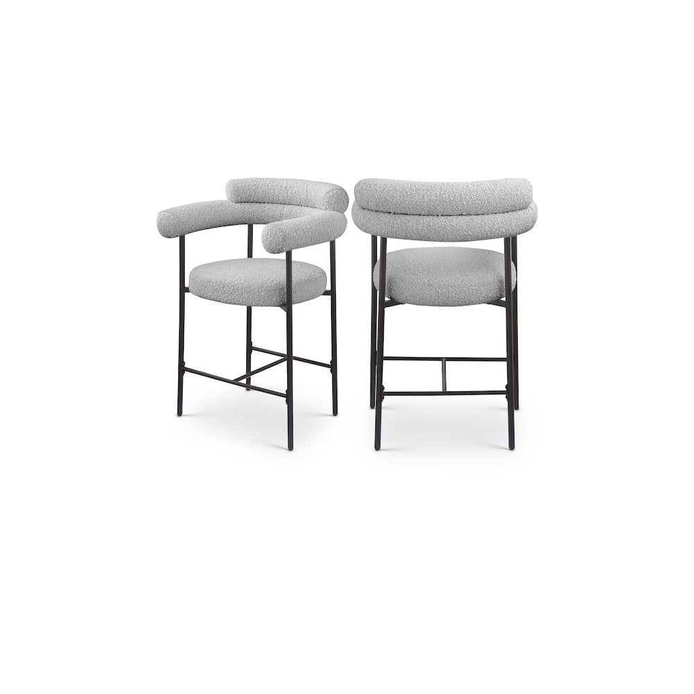 Blake Grey Boucle Fabric Counter Stool, Set of 2